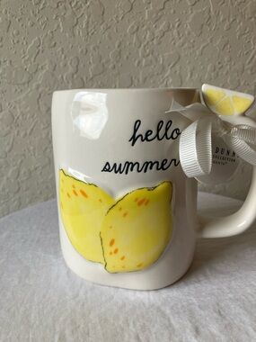 Rae Dunn: Ceramic “hello summer” lemons Mug/Coffee Cup